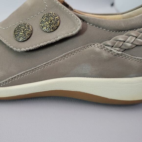 Aetrex Karina Women's Size 10 Leather Monk Strap Loafer Taupe Adjustable Flat - Picture 12 of 13